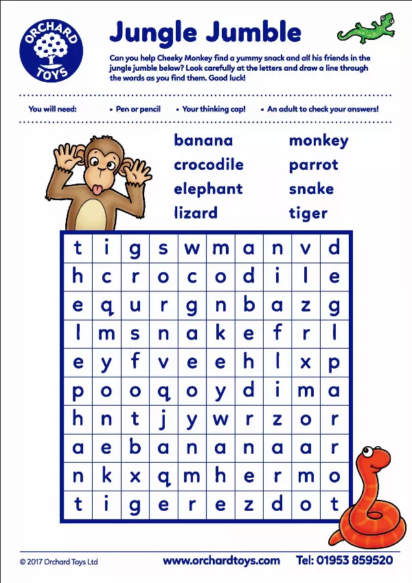 Cheeky Monkeys Wordsearch